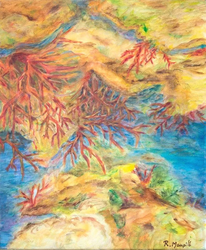 Tableau Abstrait Jaune 181 “Grande Barrière De Corail”