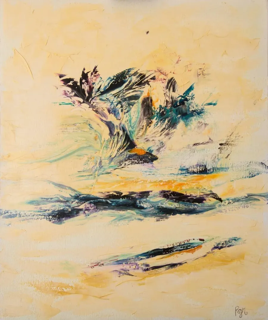Tableau Abstrait Jaune 15 “Paon”
