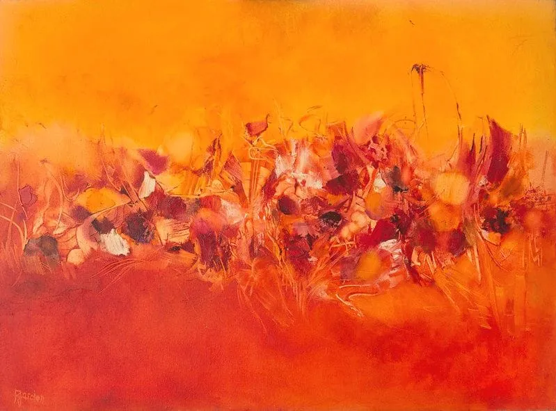 Tableau Abstrait Rouge 94 “Faune Et Flore”