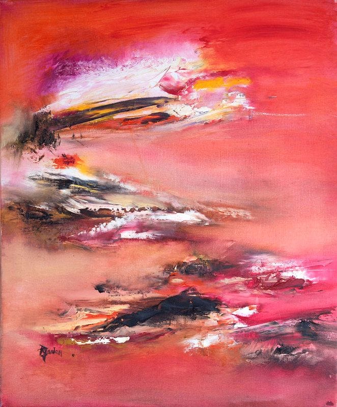 Tableau Abstrait Rouge 152