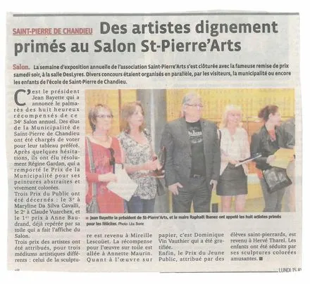 Coupure de presse : artistes primés au Salon St-Pierre'Arts