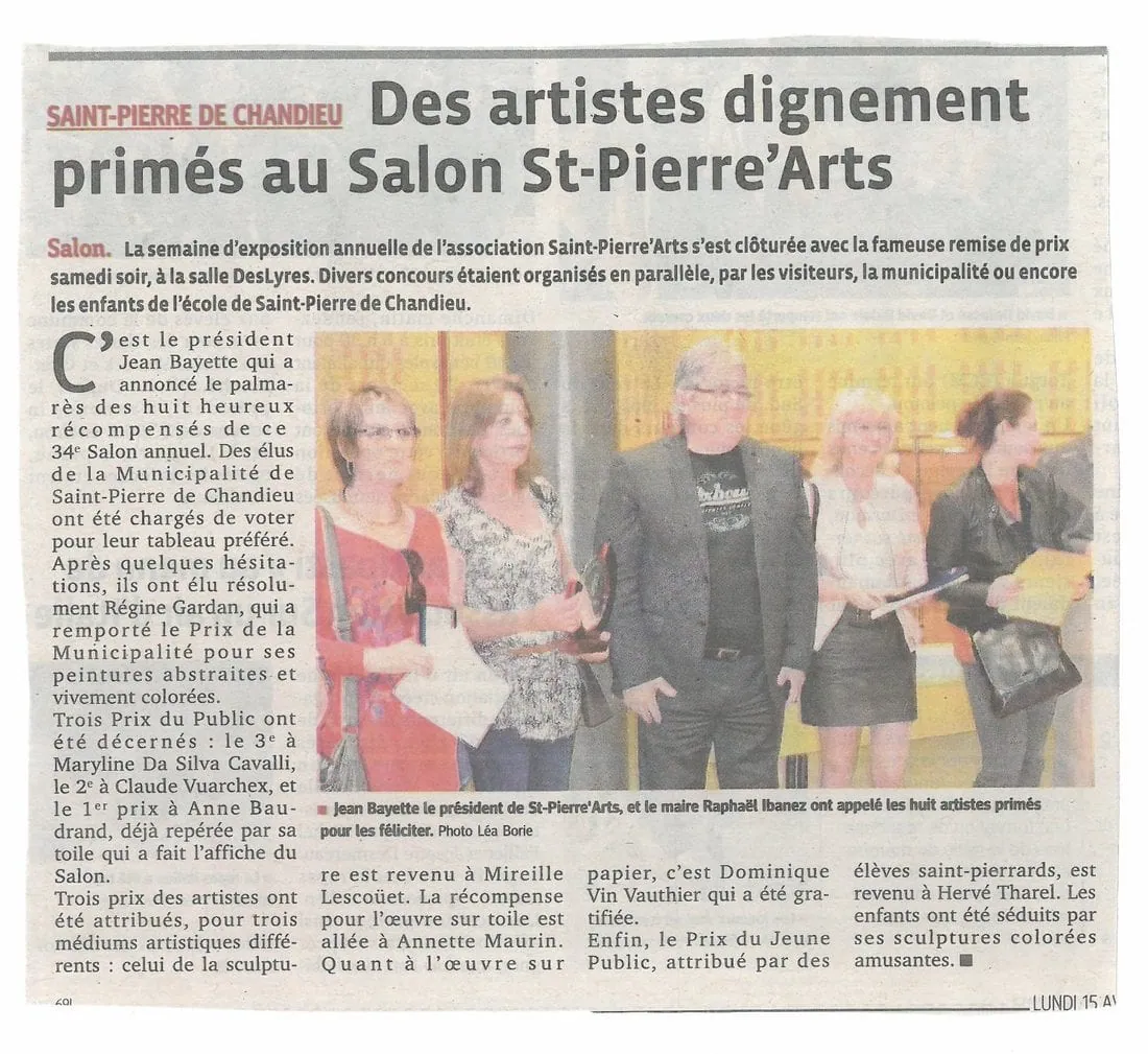Coupure de presse : article sur Régine Gardan