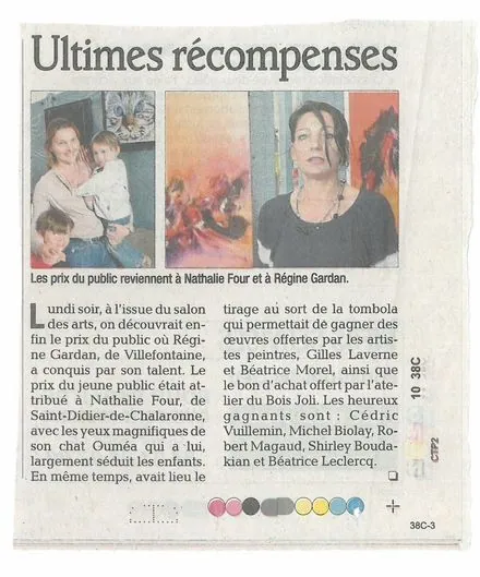 Coupure de presse : le prix du public pour Régine Gardan
