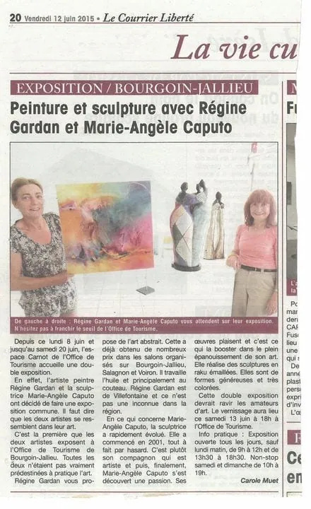 Exposition de peinture et sculpture à Bourgoin-Jallieu avec Régine Gardan