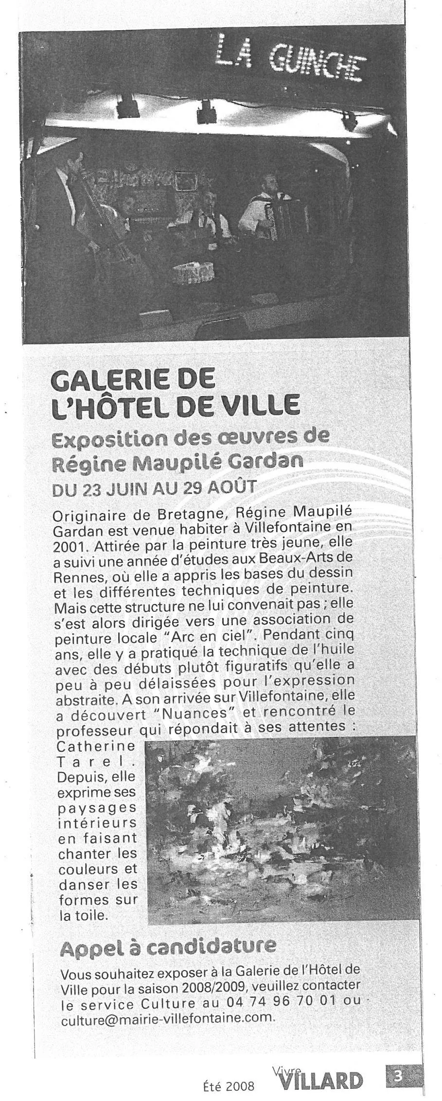 Coupure de presse : article sur Régine Gardan