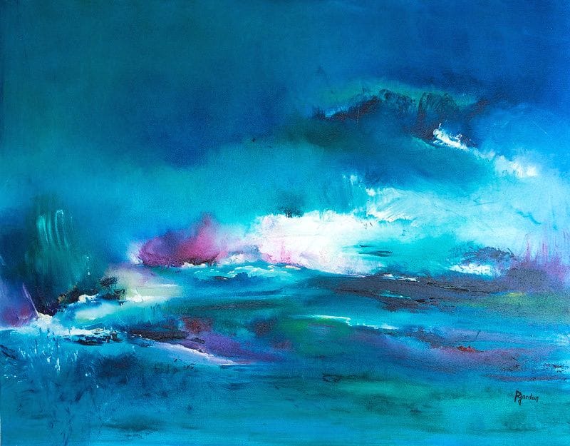 Tableau Abstrait Bleu 135 “Aurore Australe”
