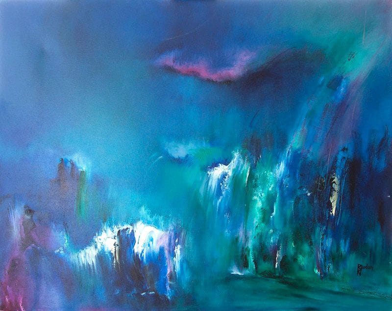 Tableau Abstrait Bleu 20 “Cascade”