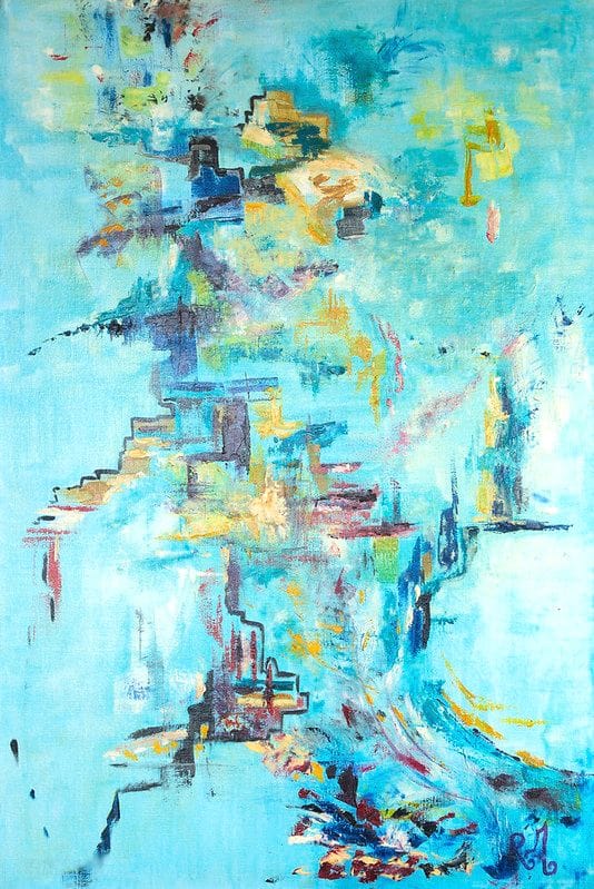 Tableau Abstrait Bleu 178 "Escalier Infini"