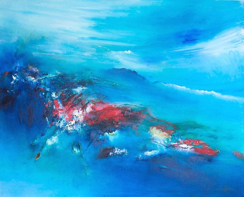 Tableau Abstrait Bleu 121 “Figure Mythique”