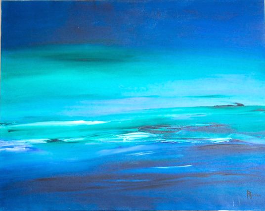Tableau Abstrait Bleu 195 ” Ligne Horizon”