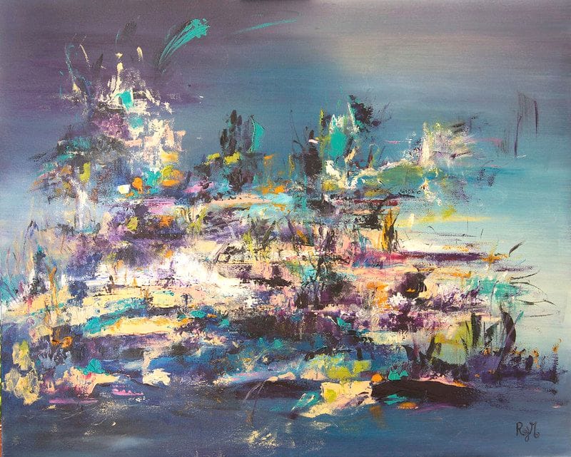 Tableau Abstrait Bleu 42 “Reflets d’Étoiles”