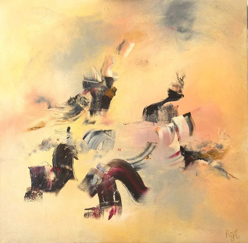 Tableau Abstrait Jaune 16 “Danse Celeste”