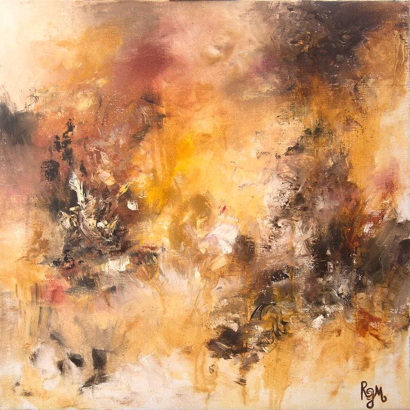 Tableau Abstrait Jaune 35 “Feu De Camp”