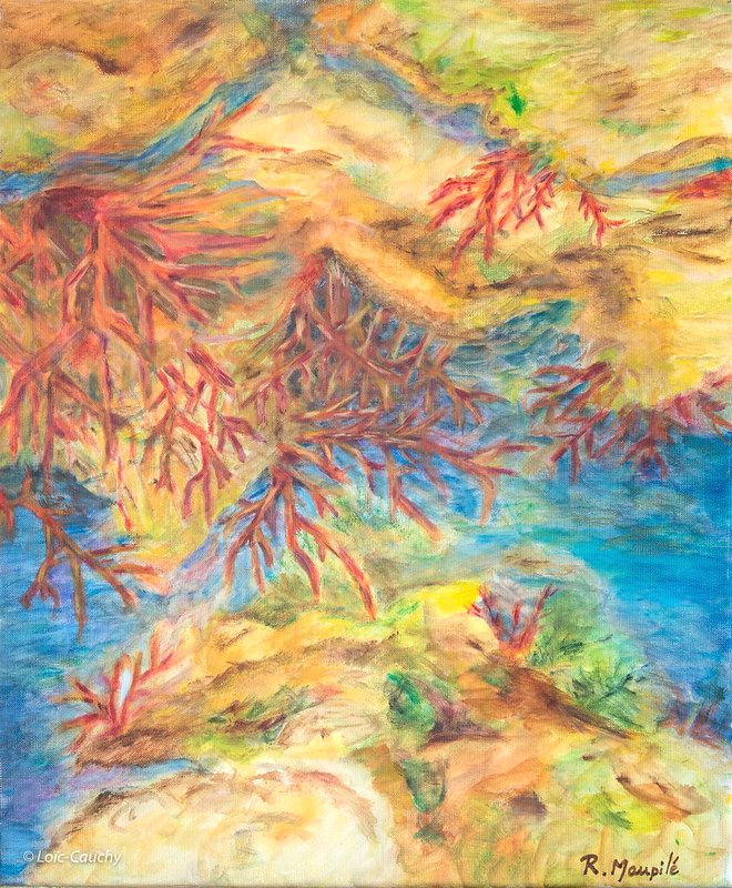 Tableau Abstrait Jaune 181 “Grande Barrière De Corail”