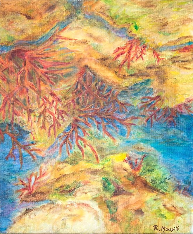 Tableau Abstrait Jaune 181 “Grande Barrière De Corail”