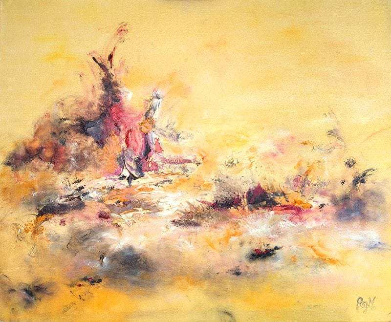 Tableau Abstrait Jaune 156 “Marchand De Sable”