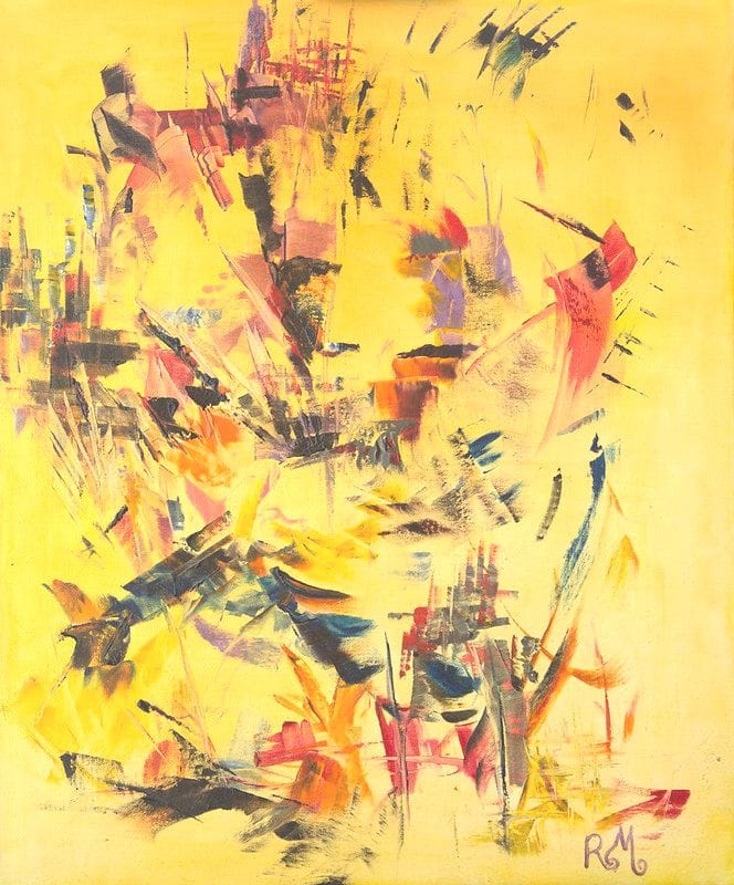 Tableau Abstrait Jaune 9 “Masque Africain”