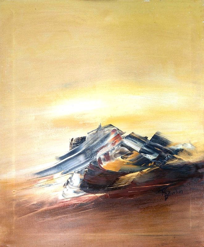Tableau Abstrait Jaune 171 “Rose Des Sables”