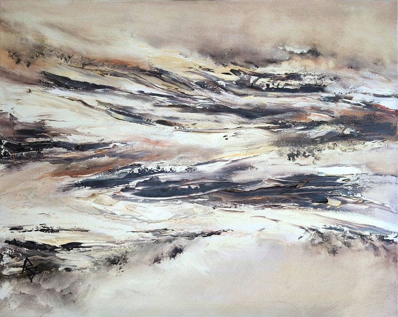 Tableau Abstrait Noir 148 “Désert Rocheux”