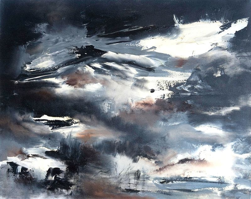 Tableau Abstrait Noir 217 "Mont Blanc"
