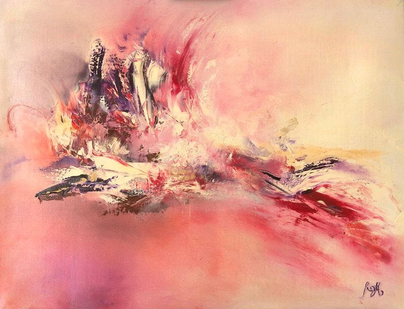 Tableau Abstrait Rose 77 “Vol d’Oiseau”