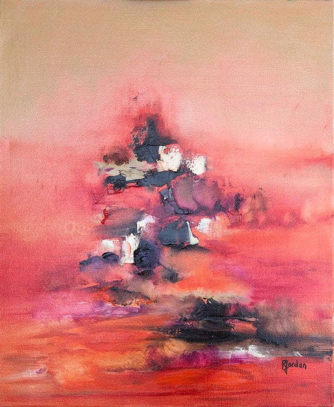 Tableau Abstrait Rouge 146 “Arbre d’Espoir”