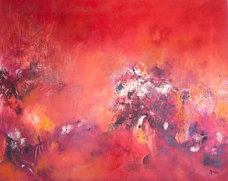 Tableau Abstrait Rouge 119 “Arbre de Vie”