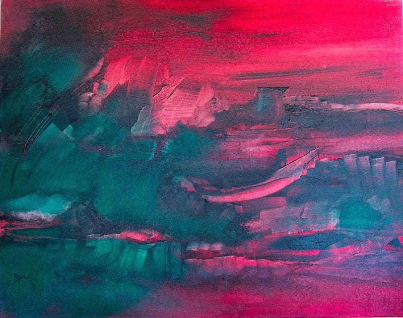 Tableau Abstrait Rouge 126 “Brouillard Pourpre”
