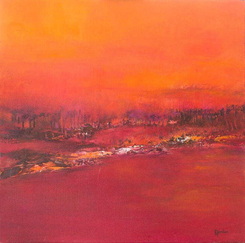 Tableau Abstrait Rouge 61 “Champ”