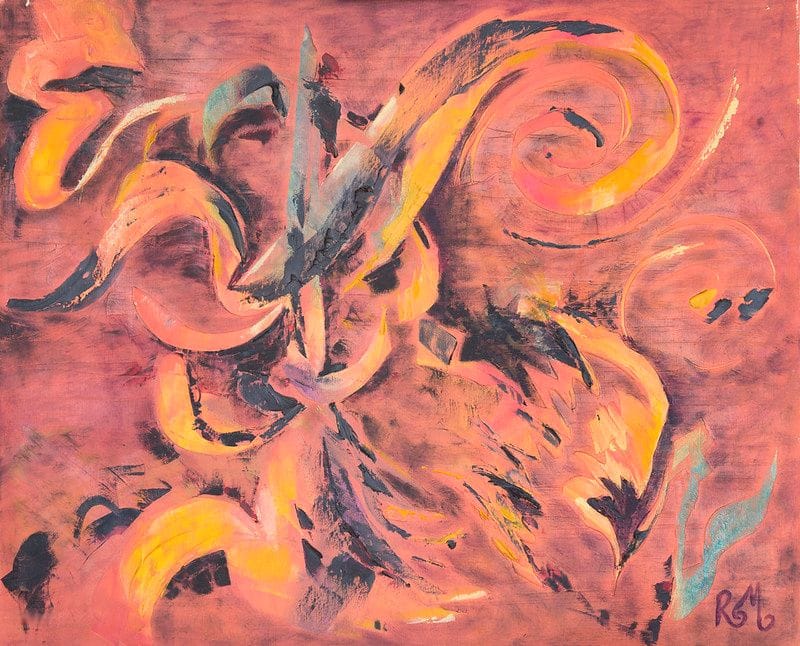 Tableau Abstrait Rouge 174 “Encre de Feu”