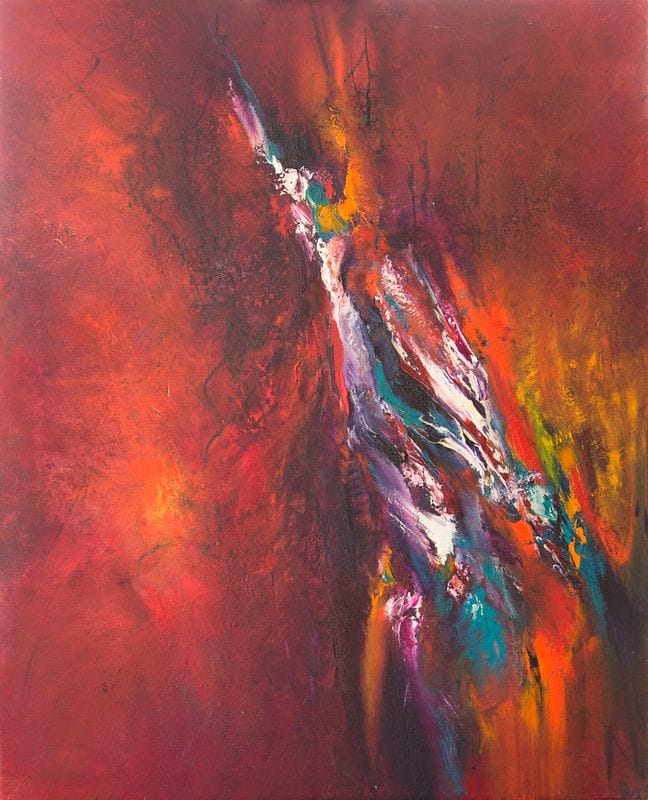 Tableau Abstrait Rouge 28 “Faille”
