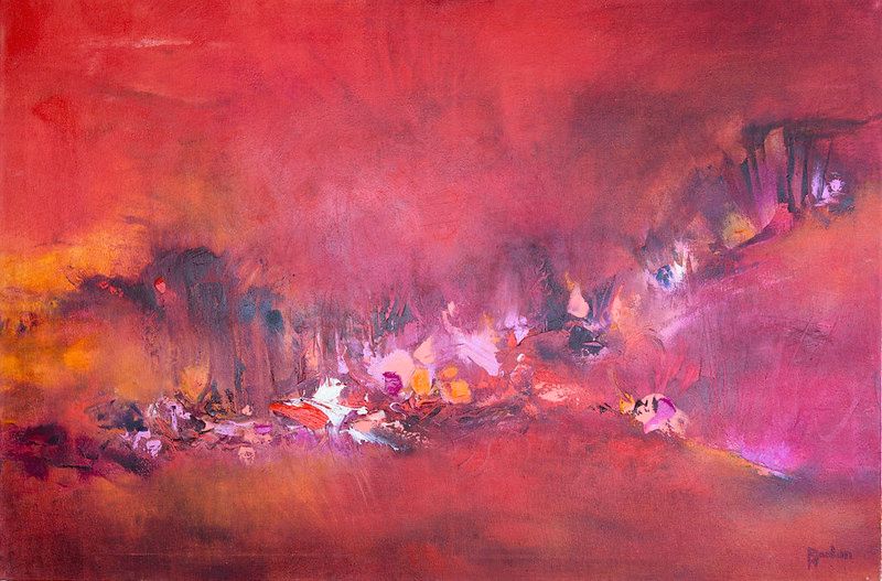 Tableau Abstrait Rouge 132 “Forêt D’espoir”