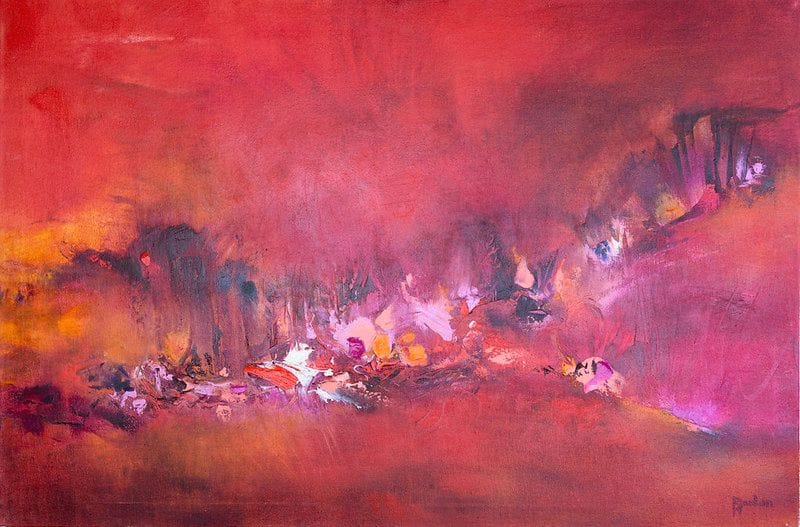Tableau Abstrait Rouge 132 “Forêt D’espoir”