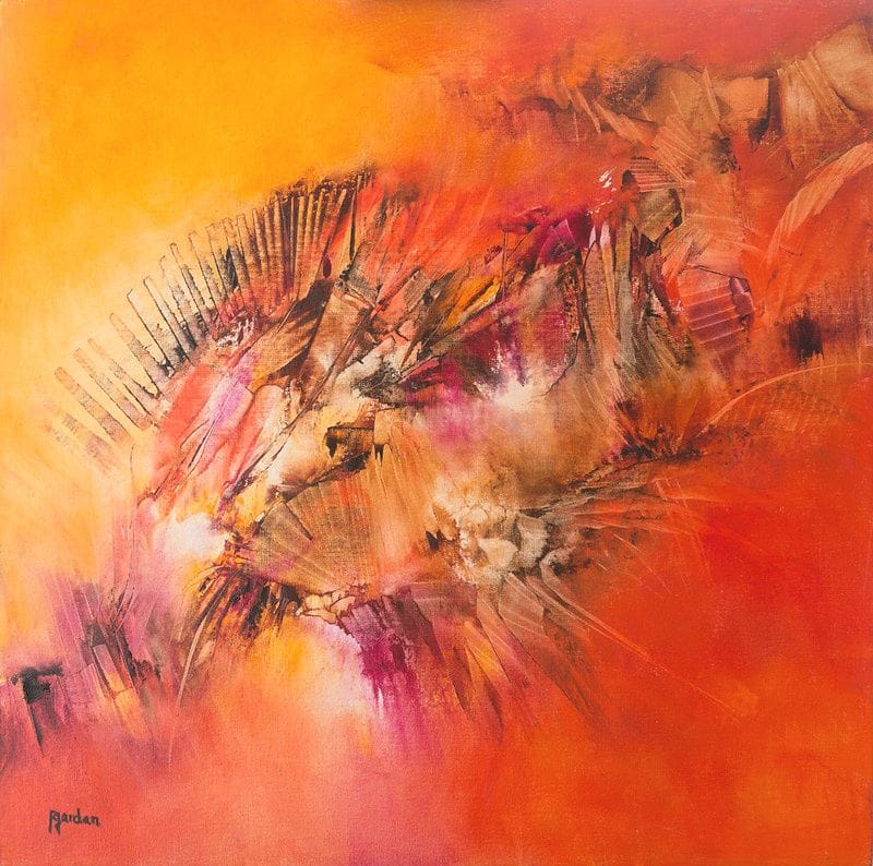 Tableau Abstrait Rouge 83 “Fossile”