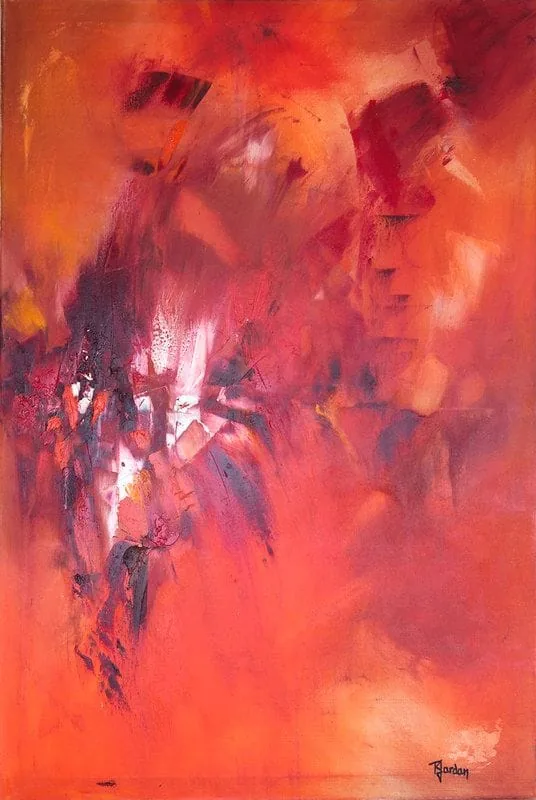 Tableau Abstrait Rouge 133 “île de Pâques”