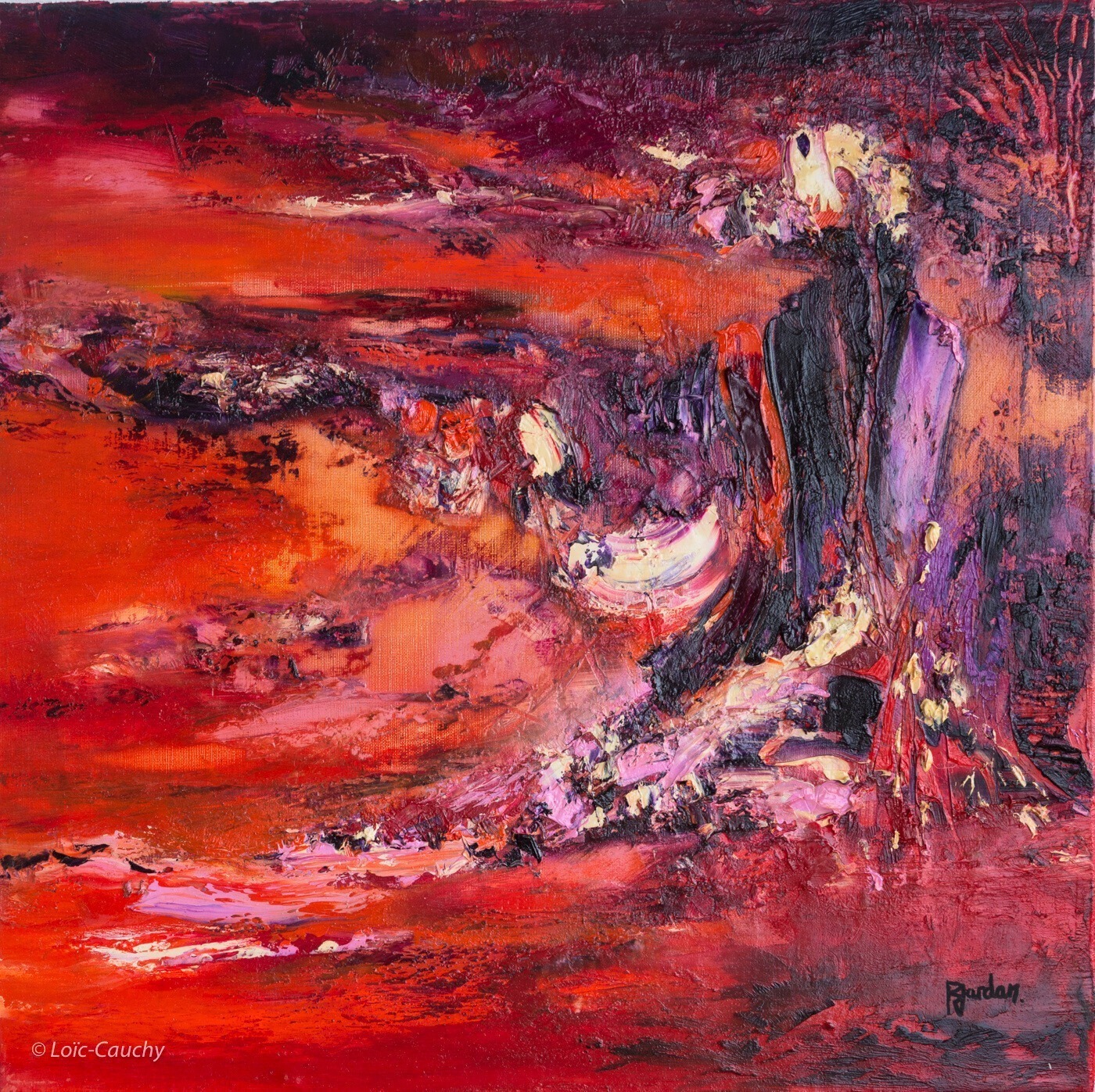 Tableau Abstrait Rouge 227 “Lave”
