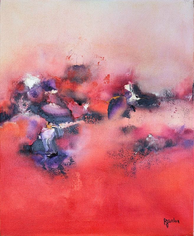 Tableau Abstrait Rouge 129 “Pensées”