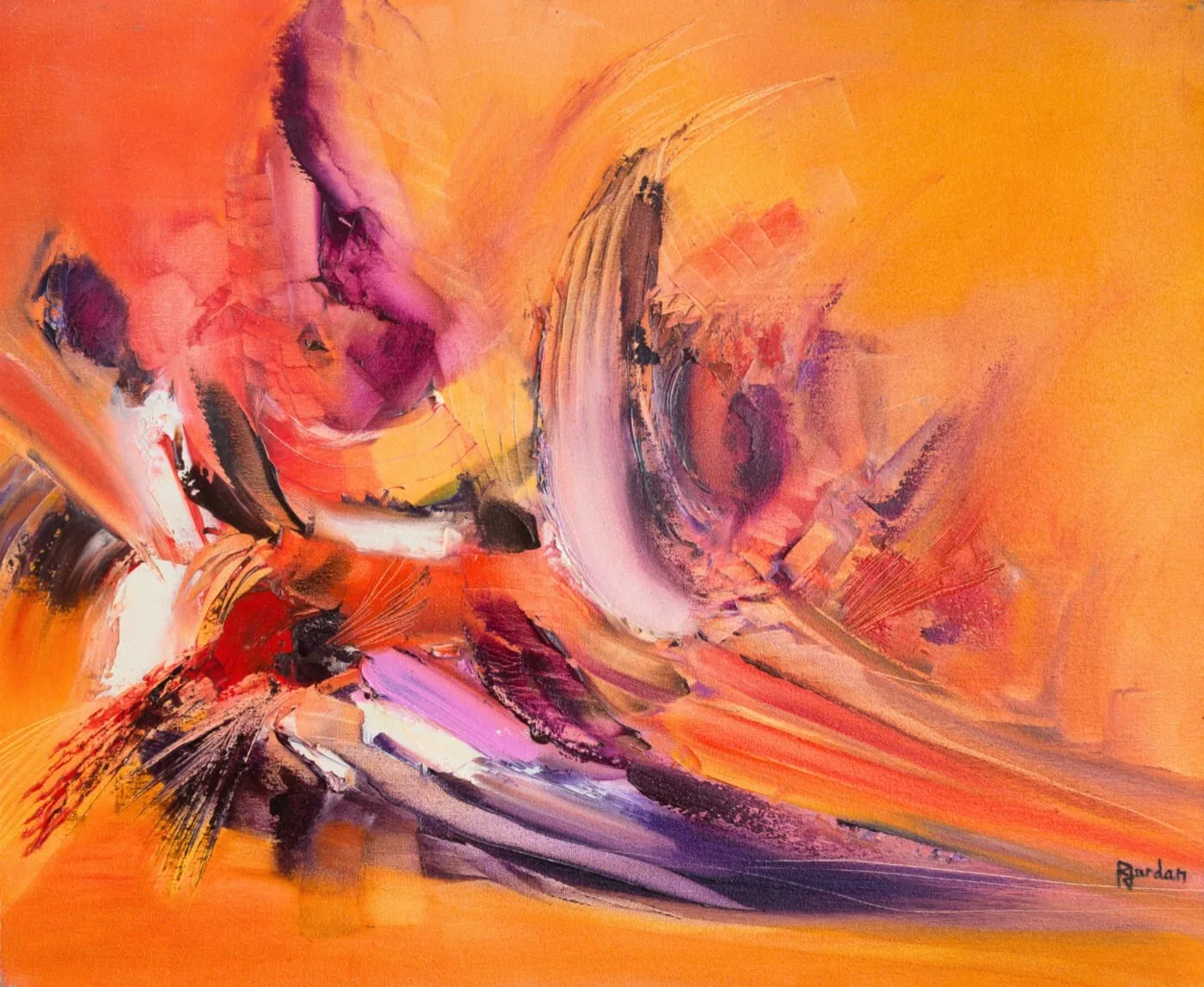 Tableau Abstrait Rouge 225 “Perroquet”