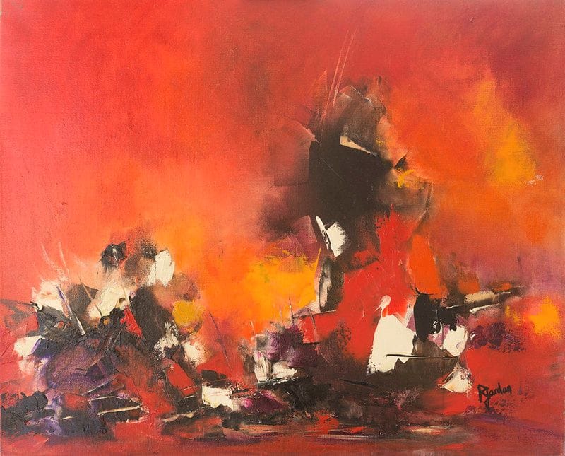 Tableau Abstrait Rouge 87 “Throne de Feu”