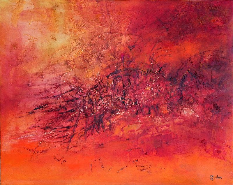 Tableau Abstrait Rouge 147 “Trou Noir”