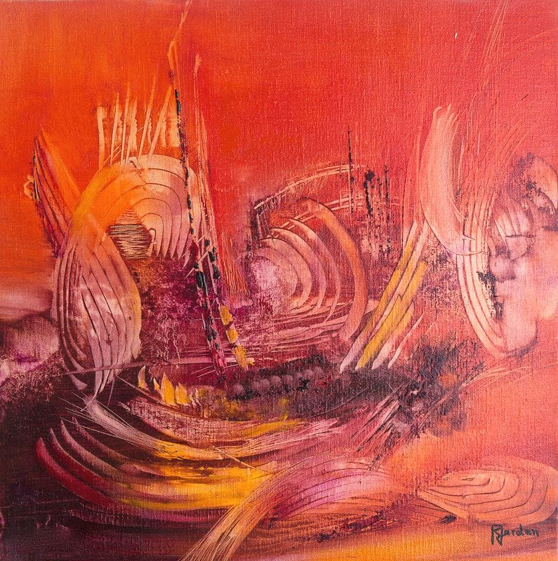 Tableau Abstrait Rouge 212 “Vibrations”