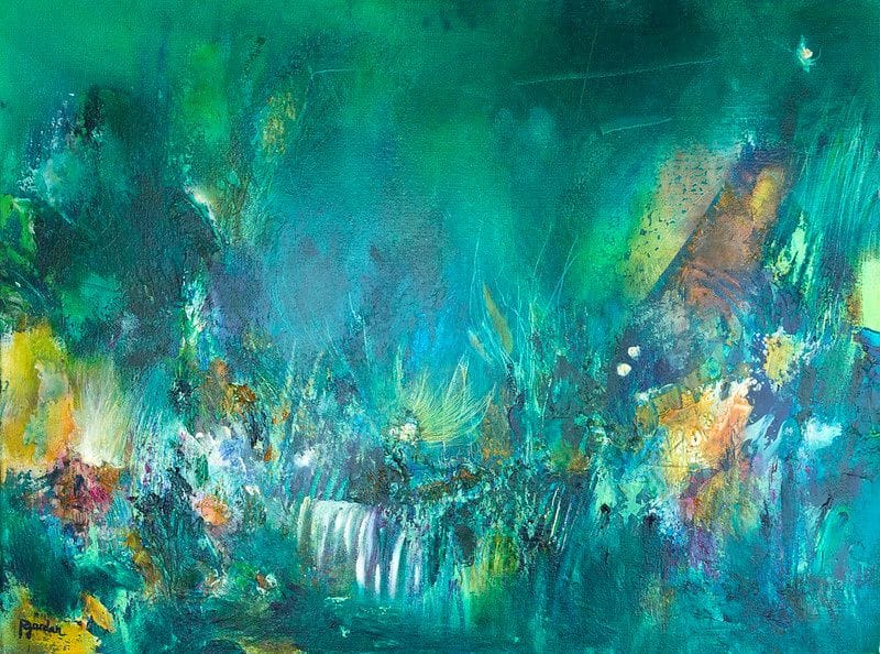Tableau Abstrait Vert 145 “Fleur de Lumière”